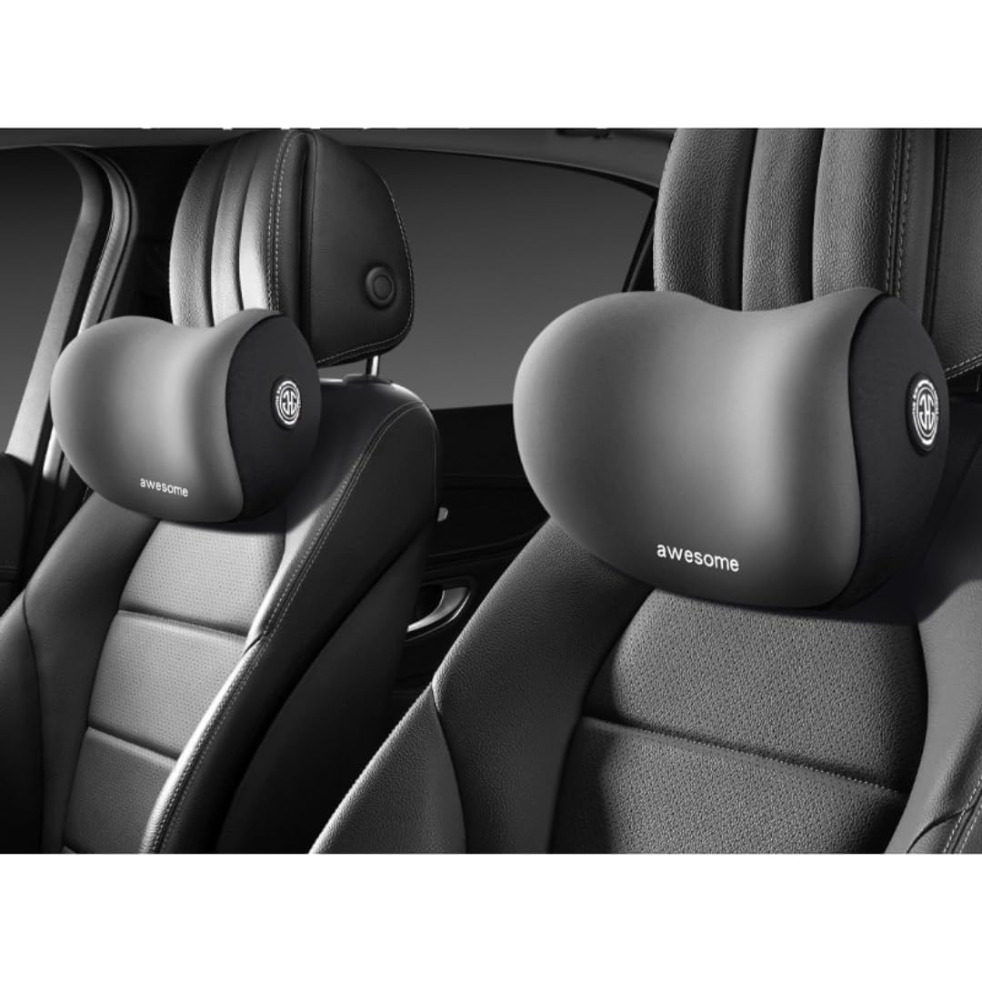 Car Neck Pillow Neck Supporter Adjustable Strap & Removable Breathable Cover Memory Foam Pillow Cervical Support for Car & Office Head Rest Cushion Neck Pain Relief for Long Drive, Black