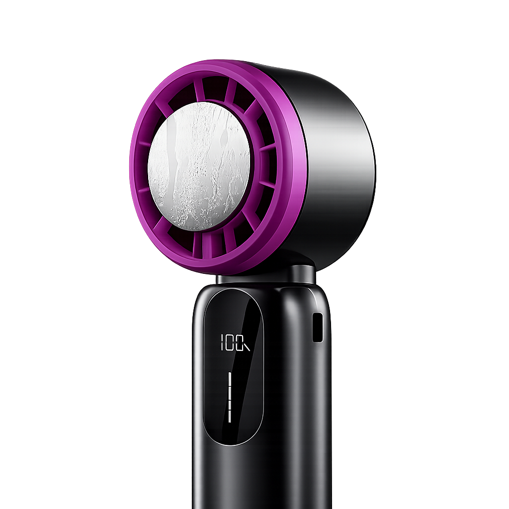 Portable Mini Ac Blower, 12000 RPM Turbo Motor, super cool mode, Touch Controls, 100 speed dial, 3000mAh Battery, USB Type-C Rechargeable – Mini Ac hand Fan.