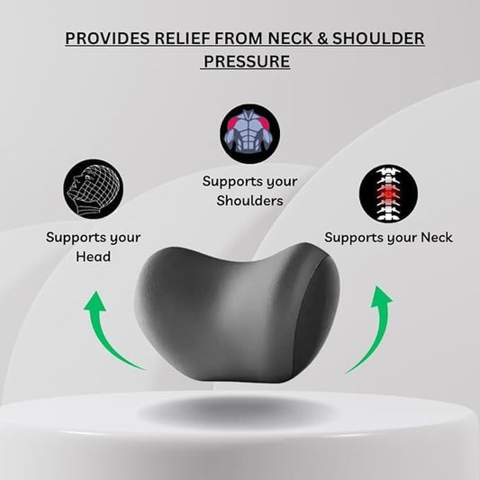 Car Neck Pillow Neck Supporter Adjustable Strap & Removable Breathable Cover Memory Foam Pillow Cervical Support for Car & Office Head Rest Cushion Neck Pain Relief for Long Drive, Black