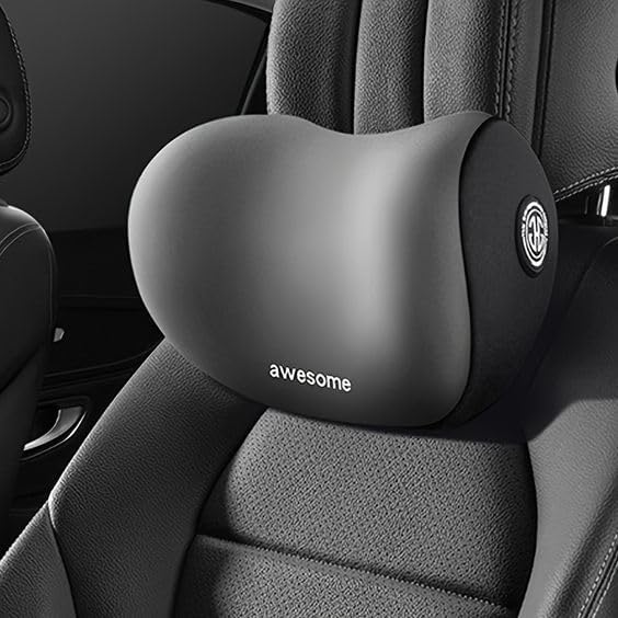 Car Neck Pillow Neck Supporter Adjustable Strap & Removable Breathable Cover Memory Foam Pillow Cervical Support for Car & Office Head Rest Cushion Neck Pain Relief for Long Drive, Black