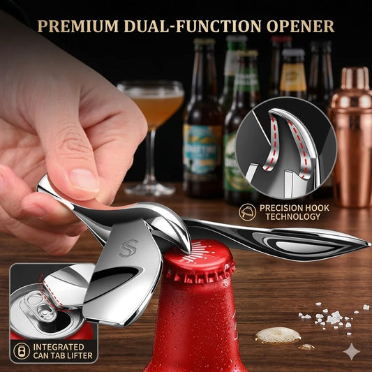 Elegant Bird Shaped Bottle Opener, Premium Polished Metal Beer Opener, Ergonomic Hummingbird Bartender Tool, Decorative Kitchen Bar Accessory & Unique Novelty Gift for Beer Lovers (Silver)