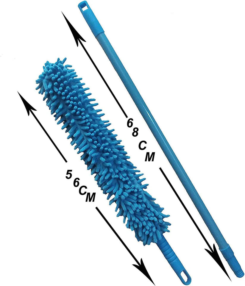 Flexible Microfiber Ceiling Fan Duster with Extendable Long Handle | Bendable Chenille Cleaning Brush for Ceiling Fans, Walls, Corners & High Ceilings | Reusable Washable Dust Cleaner Tool