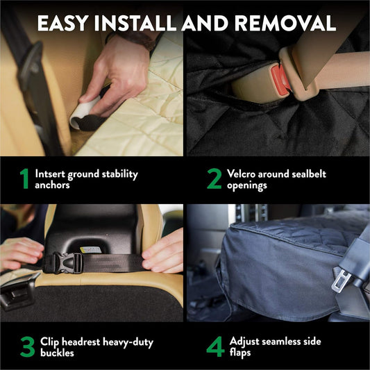 Polycotton Premium Rear Car Seat Protector W/Hammock | Washable & Waterproof Back Dog Cover For Car, Truck, Suv Nonslip, Tear Resistant Pet Regular Black