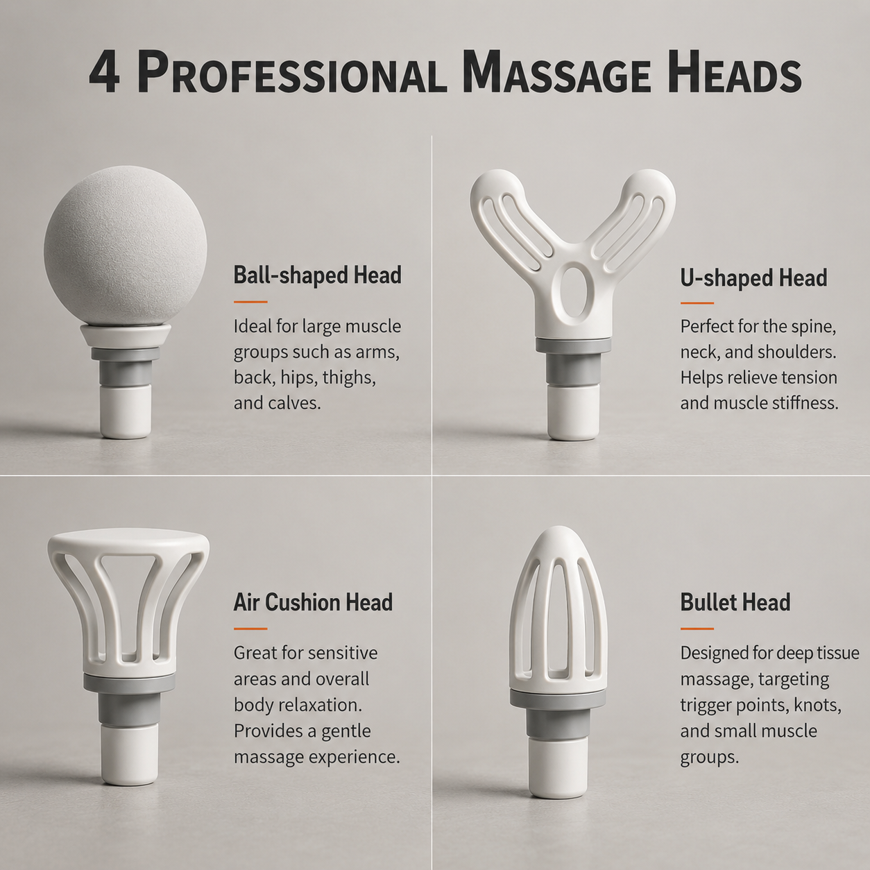Portable Massage Gun for Deep Tissue Muscle Relaxation | Handheld Full Body Massager with 4 Interchangeable Heads | Quiet & Lightweight | Long Battery Backup