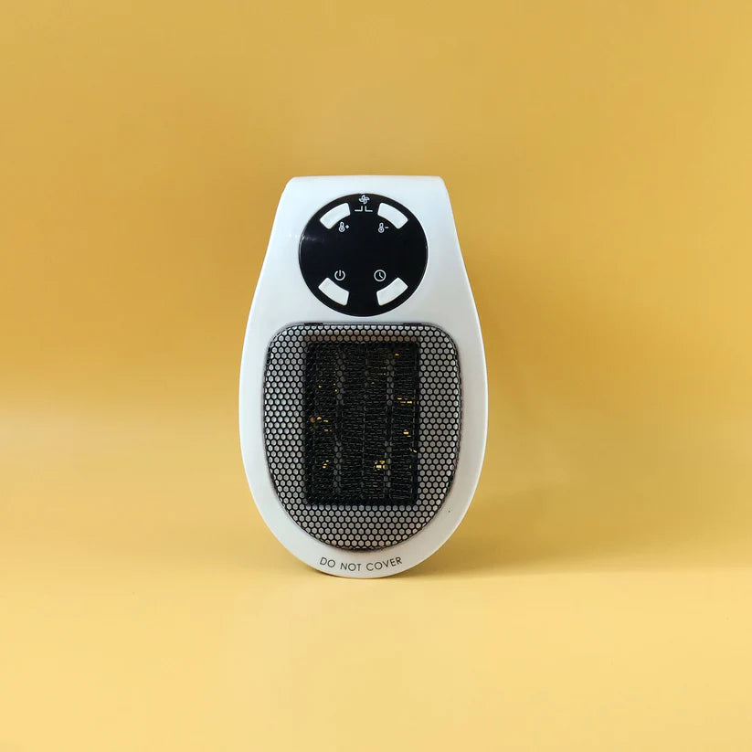 500W Portable Plug-In Space Heater, Mini Wall Outlet Electric Heater with LED Display, Adjustable Thermostat (15°C-32°C), 1-12H Timer & 2 Fan Speeds, Auto Power Off Safety Feature for Home, Office, and Desk