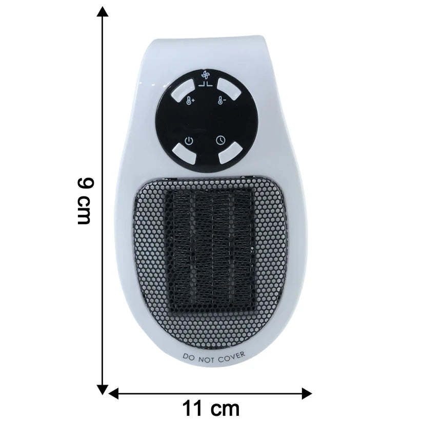 500W Portable Plug-In Space Heater, Mini Wall Outlet Electric Heater with LED Display, Adjustable Thermostat (15°C-32°C), 1-12H Timer & 2 Fan Speeds, Auto Power Off Safety Feature for Home, Office, and Desk