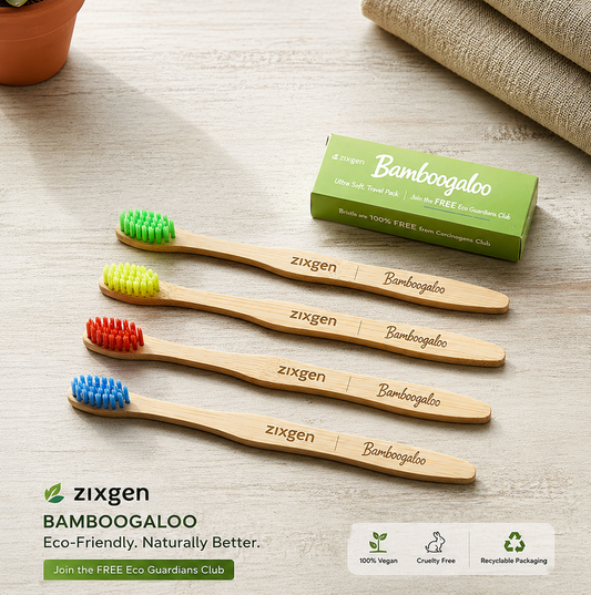 Ultra Soft Bamboo Toothbrush Pack – Charcoal Coated Bristles | Eco-Friendly Natural Bamboo Handle | Biodegradable Premium Wooden Tooth Brush for Adults | Oral Care (Pack of 4)